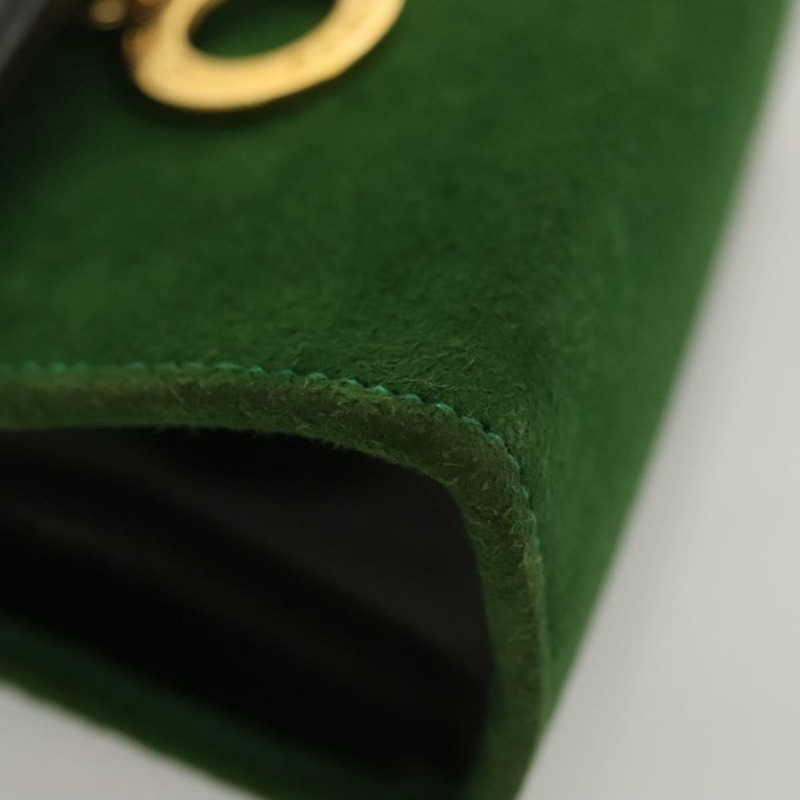 【日本直送】CELINE 鏈條手提包 絨面革 綠色 金色 正品 BD2160-8