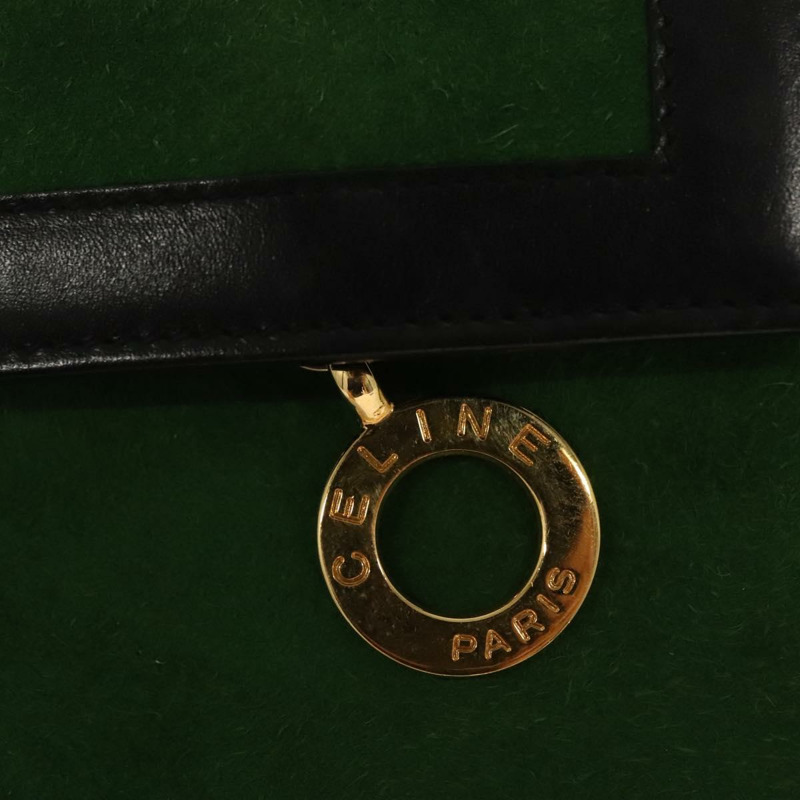 【日本直送】CELINE 鏈條手提包 絨面革 綠色 金色 正品 BD2160-16