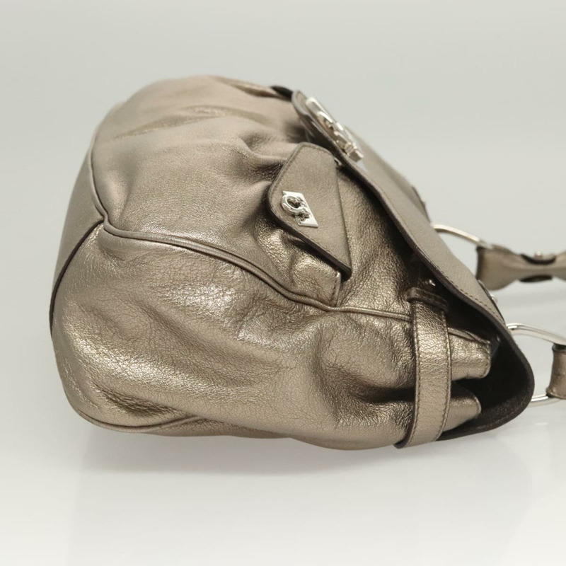 【日本直送】Salvatore Ferragamo Gancini 包款皮革香檳金銀色正品 BD2047-2