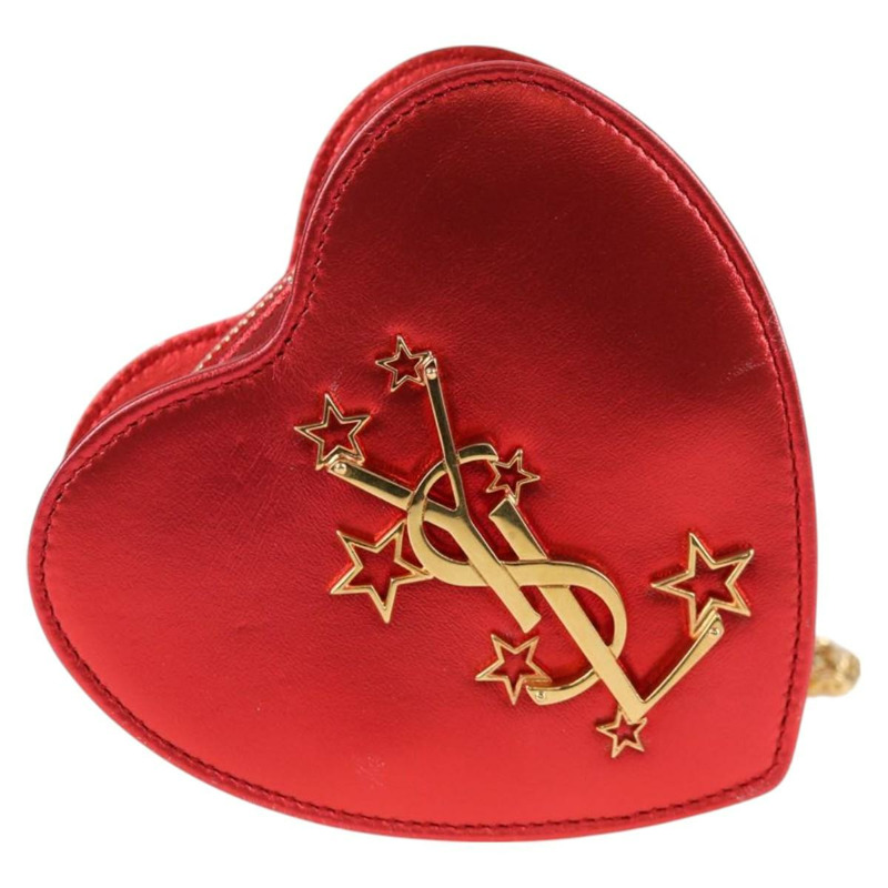 【日本直送】SAINT LAURENT 鏈條單肩包 皮革 紅金色 正品 BD2192M-1