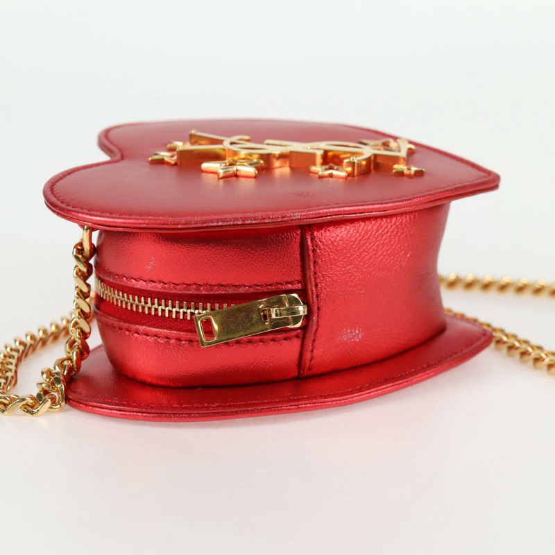 【日本直送】SAINT LAURENT 鏈條單肩包 皮革 紅金色 正品 BD2192M-5