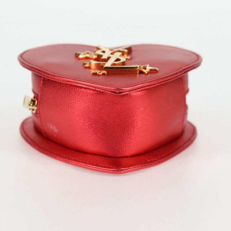 【日本直送】SAINT LAURENT 鏈條單肩包 皮革 紅金色 正品 BD2192M-9