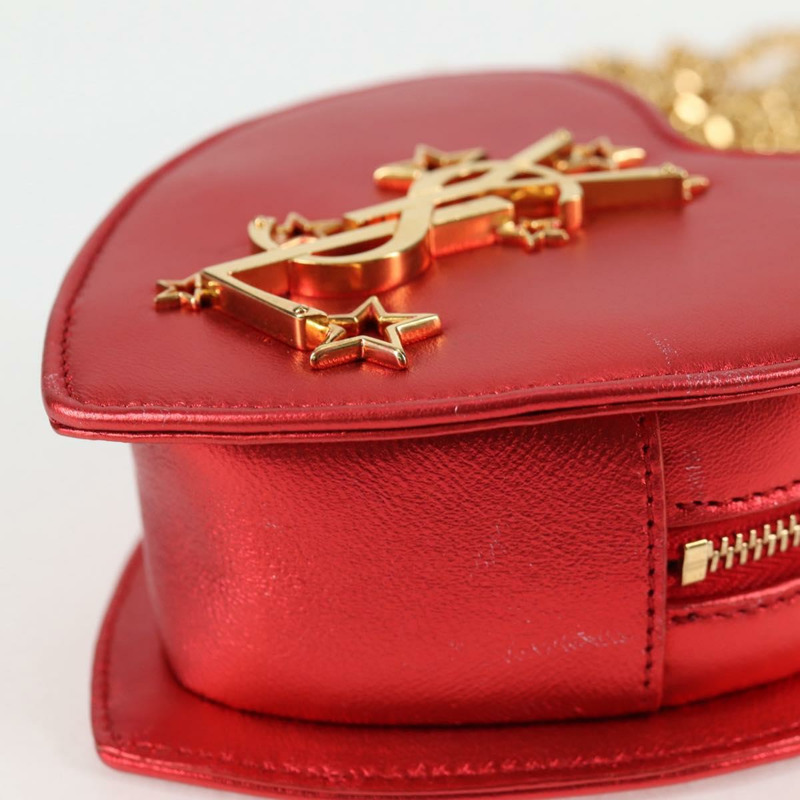 【日本直送】SAINT LAURENT 鏈條單肩包 皮革 紅金色 正品 BD2192M-11