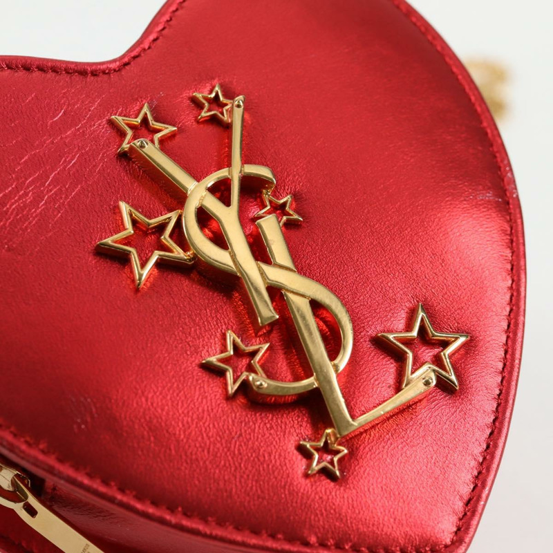 【日本直送】SAINT LAURENT 鏈條單肩包 皮革 紅金色 正品 BD2192M-14