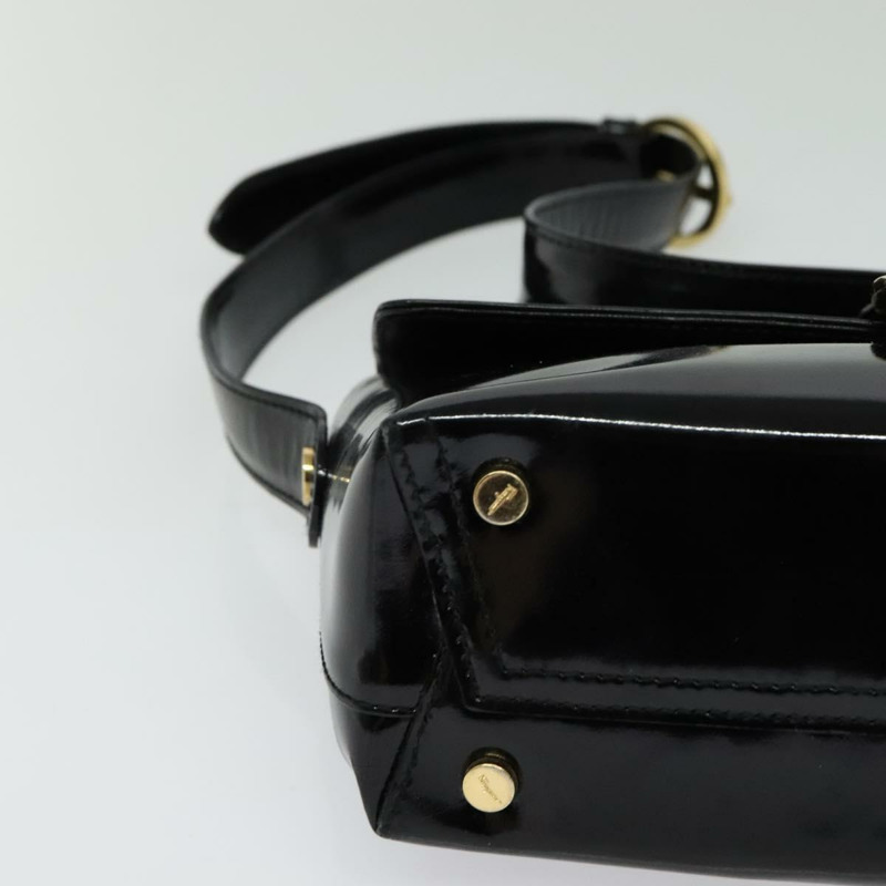 【日本直送】Salvatore Ferragamo Gancini 單肩包 皮革 黑金色 正品 118764-8