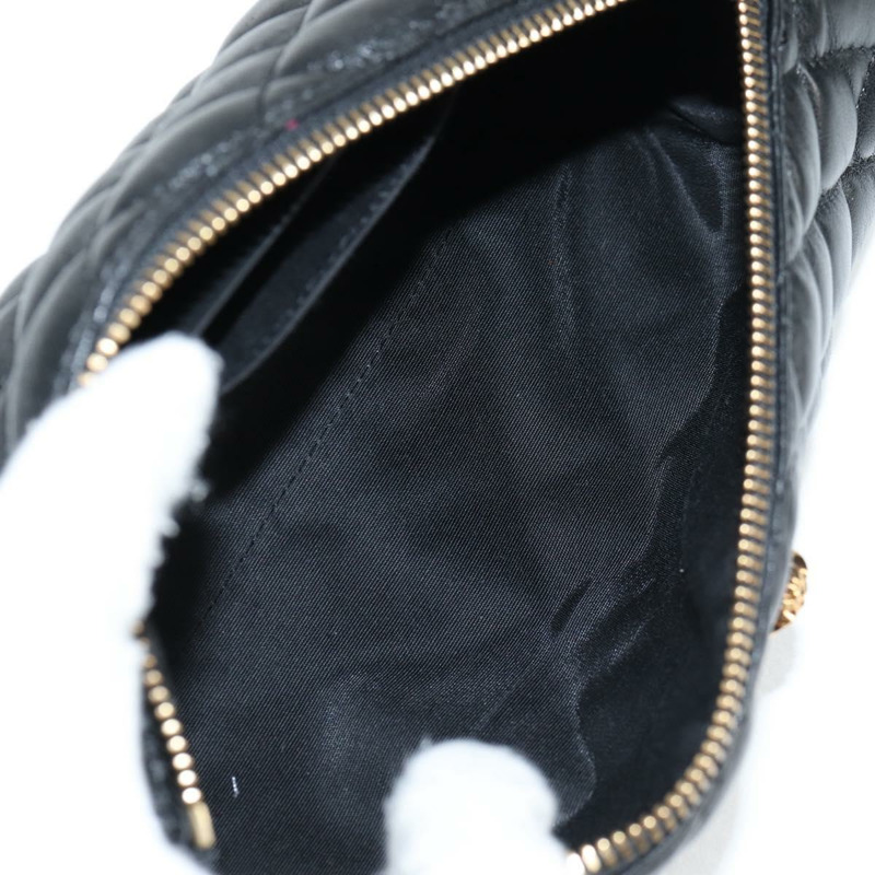 【日本直送】范思哲鏈條單肩包,黑色皮革,金色,正品,貨號118687A-10