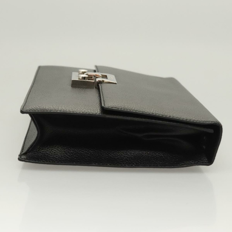 【日本直送】Salvatore Ferragamo 手拿包 皮革 黑銀 正品 118801-2