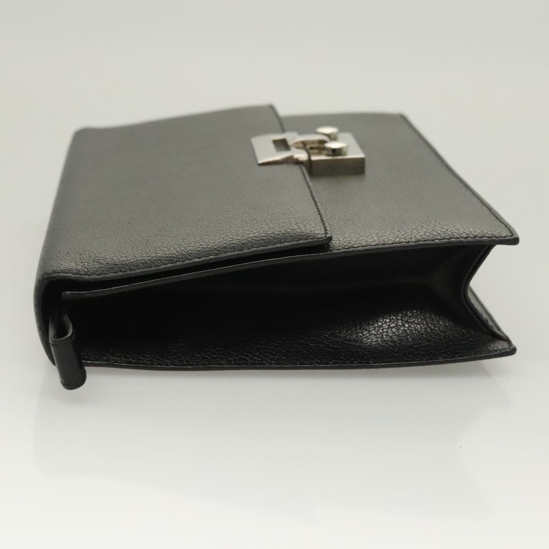 【日本直送】Salvatore Ferragamo 手拿包 皮革 黑銀 正品 118801-3