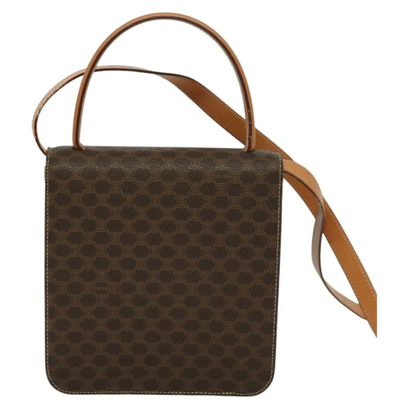 【日本直送】CELINE Macadam帆布手提包 PVC皮革 2way Brown Gold Auth 126107-2