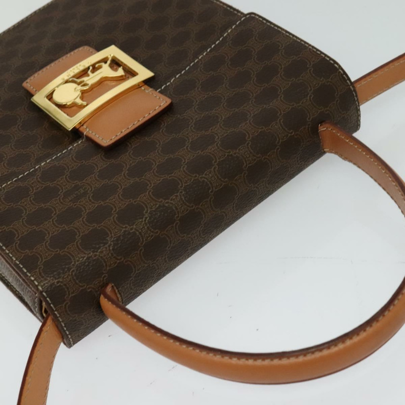 【日本直送】CELINE Macadam帆布手提包 PVC皮革 2way Brown Gold Auth 126107-5