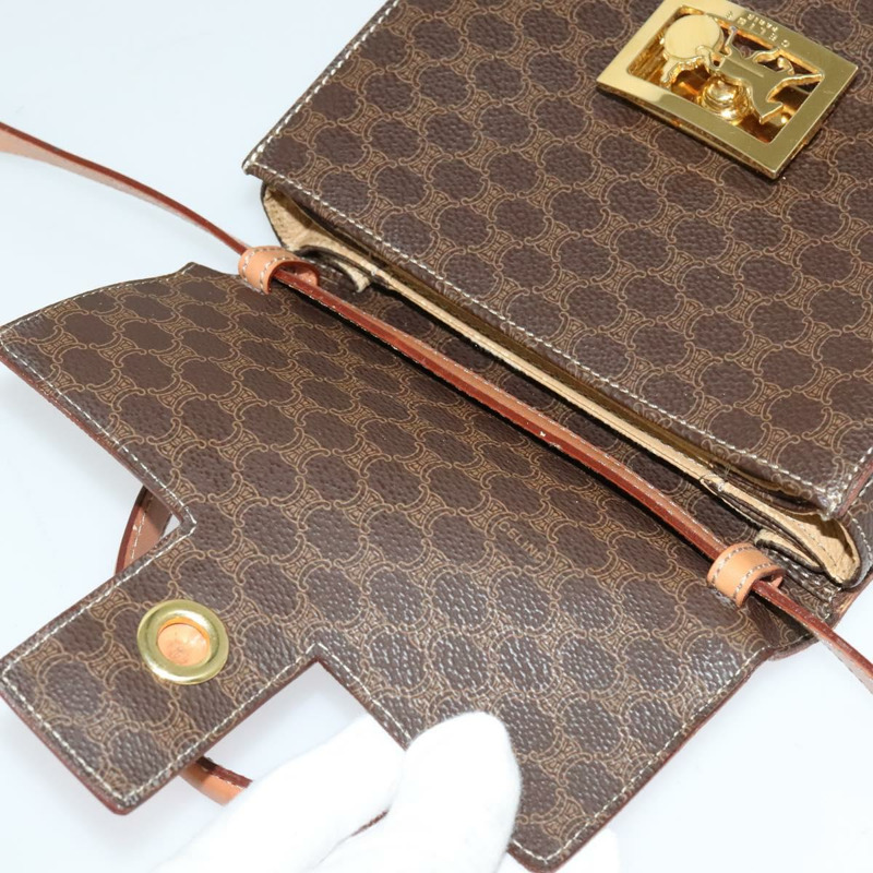 【日本直送】CELINE Macadam帆布手提包 PVC皮革 2way Brown Gold Auth 126107-16