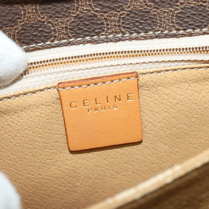 【日本直送】CELINE Macadam帆布手提包 PVC皮革 2way Brown Gold Auth 126107-17