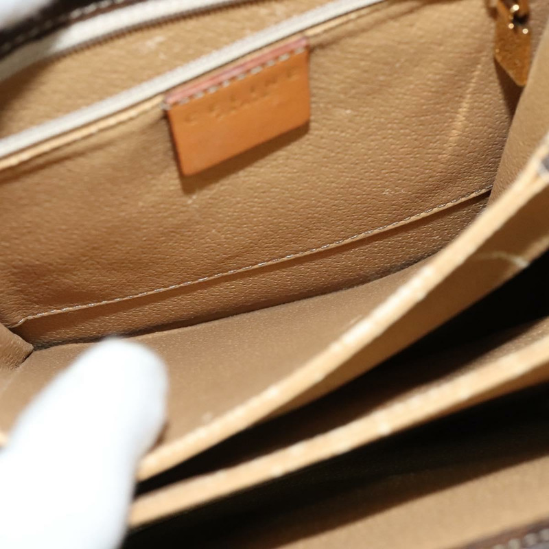 【日本直送】CELINE Macadam帆布手提包 PVC皮革 2way Brown Gold Auth 126107-22