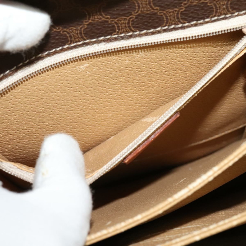 【日本直送】CELINE Macadam帆布手提包 PVC皮革 2way Brown Gold Auth 126107-23