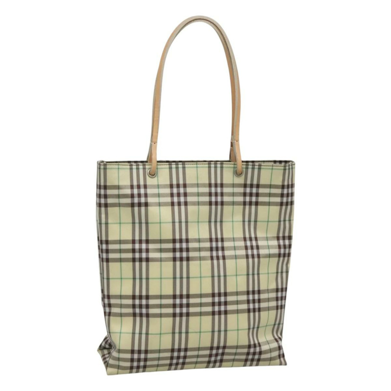 【日本直送】BURBERRY Nova 格紋手提包 尼龍 綠色 銀色 Auth mr1353-0