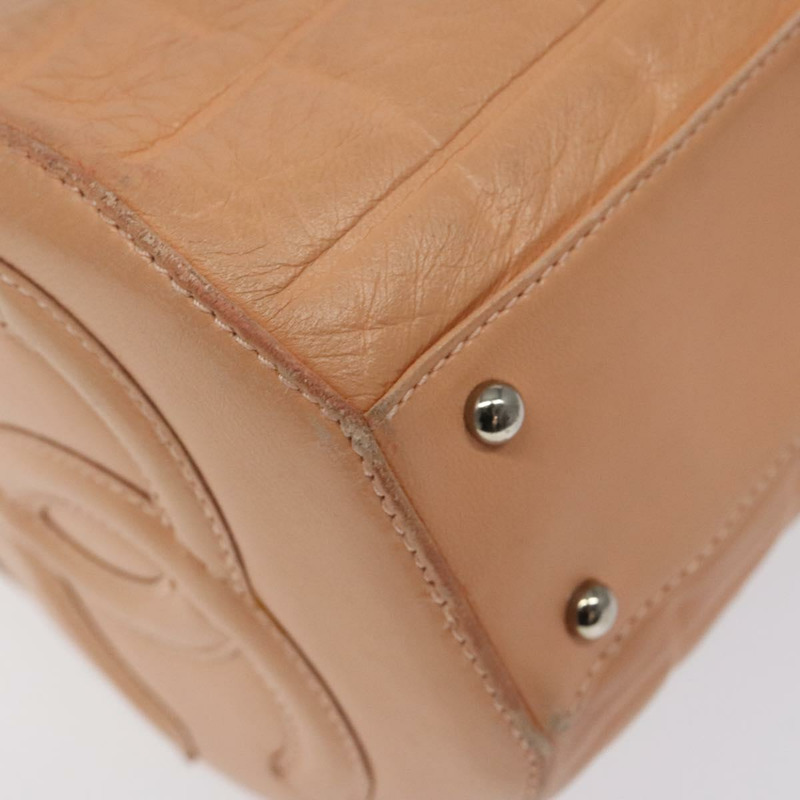 【日本直送】香奈兒 Choco Bar 手提包 皮革 米色 銀色 CC 正品 mr1360-13