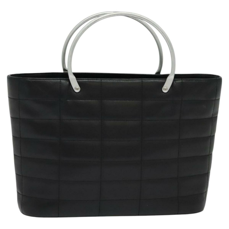 【日本直送】香奈兒 Choco Bar 手提包 皮革 黑色 銀色 CC 正品 126757-1