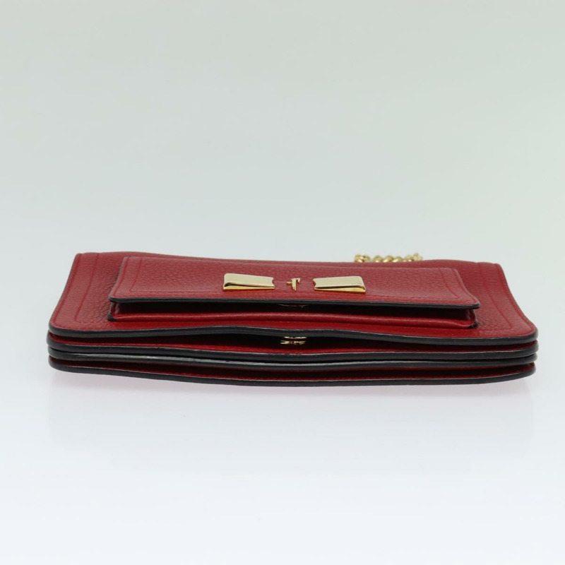 【日本直送】Salvatore Ferragamo Vala 鏈條單肩包 皮革 紅金色 正品 gh168-4