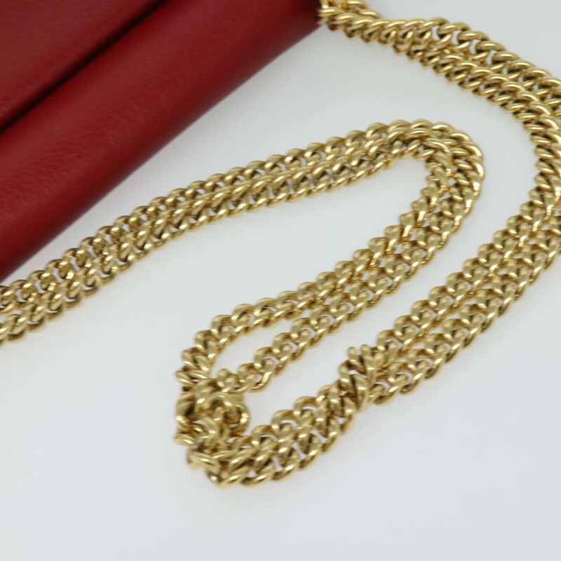 【日本直送】Salvatore Ferragamo Vala 鏈條單肩包 皮革 紅金色 正品 gh168-6