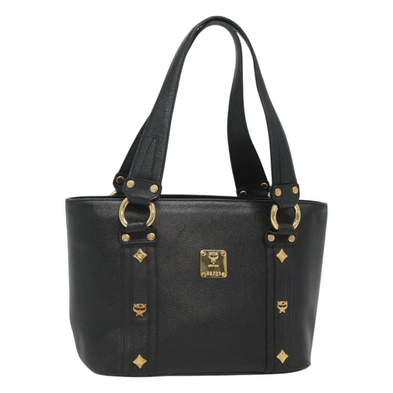 【日本直送】MCM 鉚釘手提包 皮革 黑金色 正品 127024-0