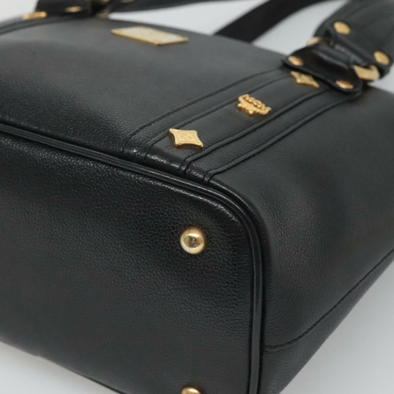 【日本直送】MCM 鉚釘手提包 皮革 黑金色 正品 127024-9