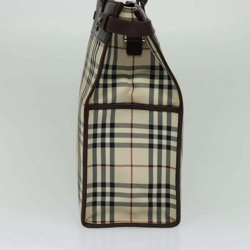 【日本直送】BURBERRY Nova 格紋手提包帆布米色銀色正品 BA2588-3