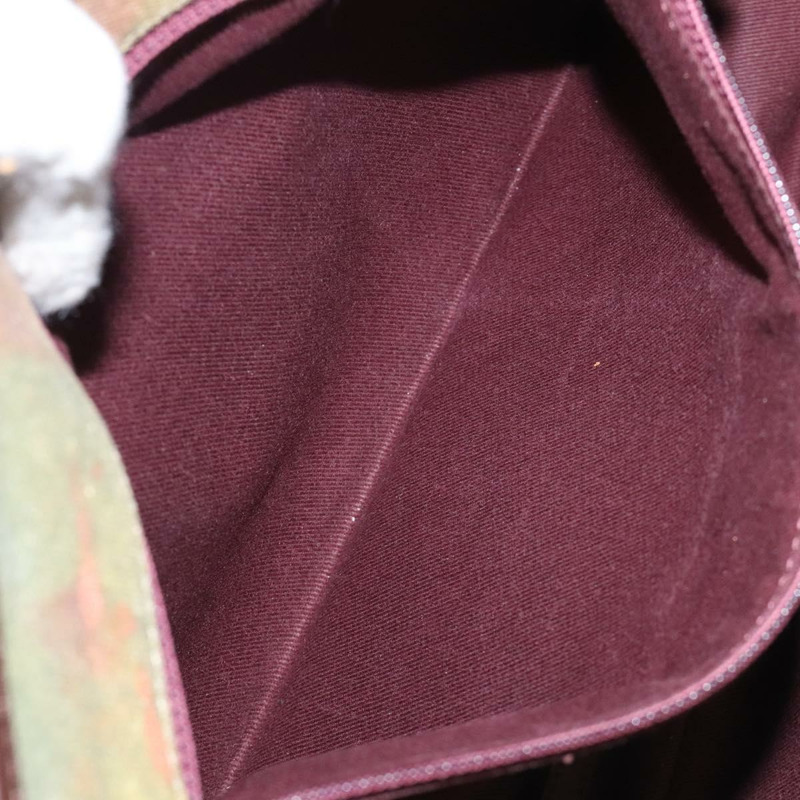 【日本直送】香奈兒刺繡塗鴉單背包 帆布皮革 卡其色 CC 標誌 Auth 121519SV-20