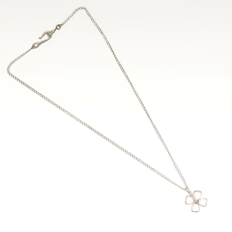 【日本直送】香奈兒四葉草項鍊 金屬 銀色 CC Auth bs26614-1