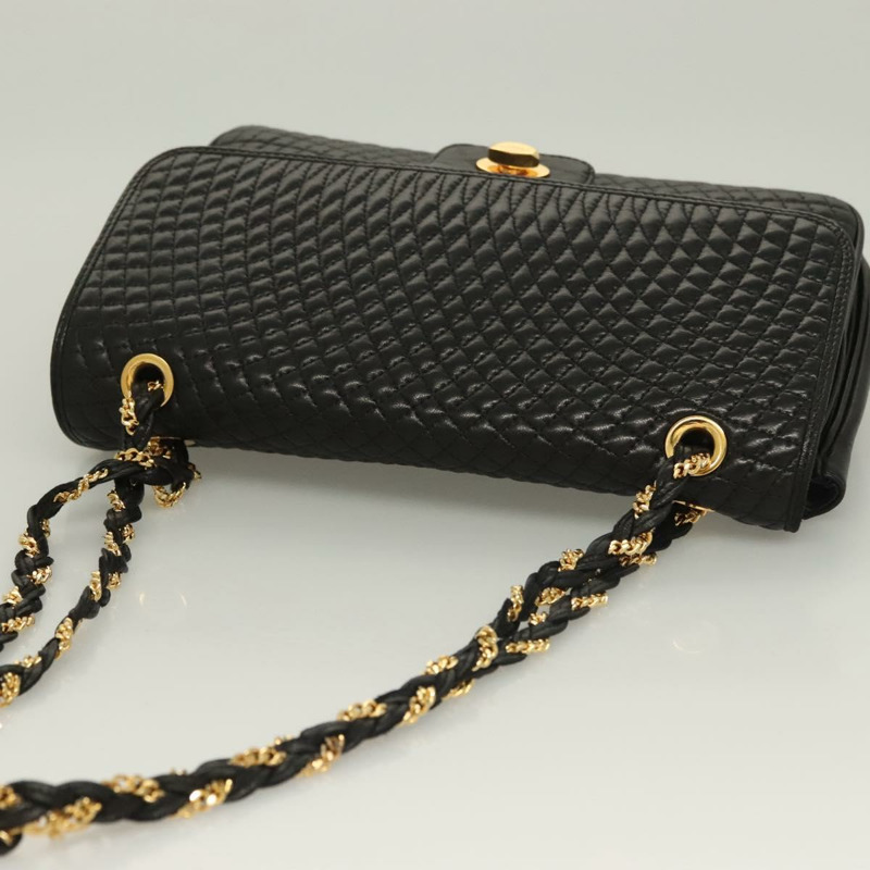 【日本直送】BALLY 鏈條單肩包 皮革 黑金 正品 kk524-5
