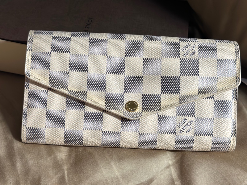 LV 路易威登白色棋盤格長夾皮夾-7