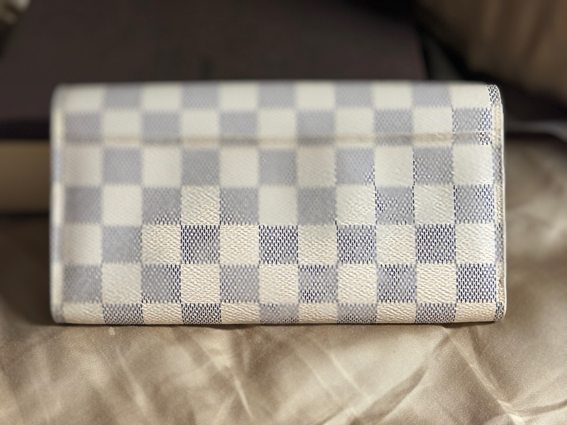 LV 路易威登白色棋盤格長夾皮夾-8