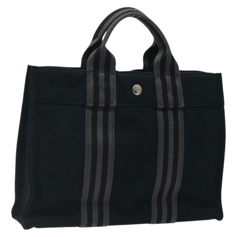 【日本直送】愛馬仕 Fourre Tout PM 手提包 帆布 黑灰銀 正品 125005-0