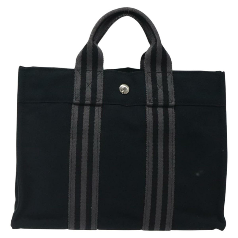 【日本直送】愛馬仕 Fourre Tout PM 手提包 帆布 黑灰銀 正品 125005-1