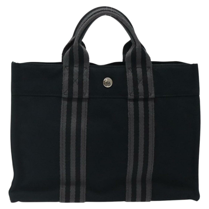 【日本直送】愛馬仕 Fourre Tout PM 手提包 帆布 黑灰銀 正品 125005-12