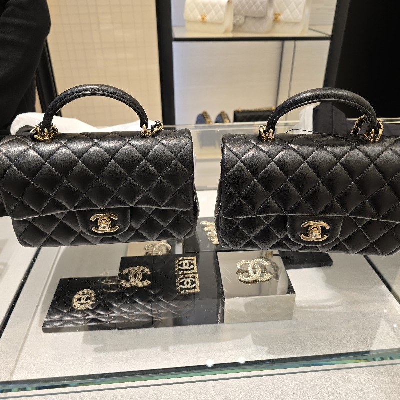 chanel cf20 handle 全新 黑淡金羊皮-4