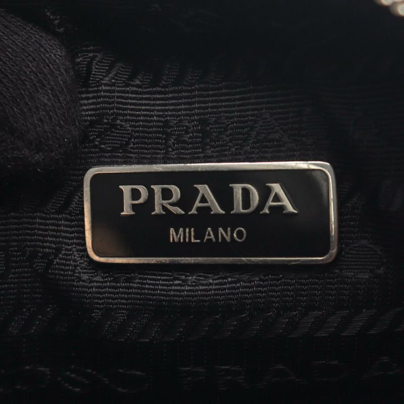 PRADA Re-Edition 2006 刺繡鑽鏈單肩包 1BH204 尼龍十字紋-3