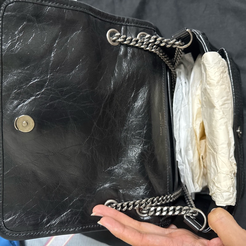 YSL Niki baby 黑銀有D扣-8