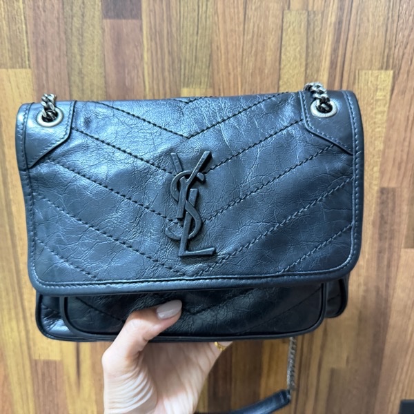 YSL Niki baby 黑銀有D扣-4