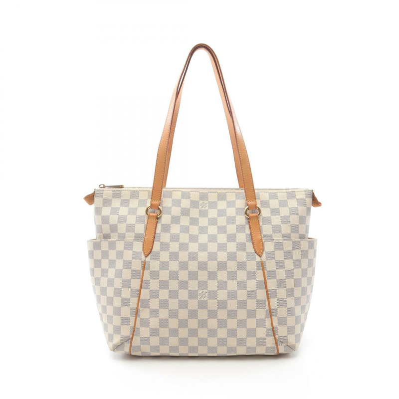 LOUIS VUITTON Totally MM 單肩托特包 N51262 Damier Azur 帆布 白色 二手-0
