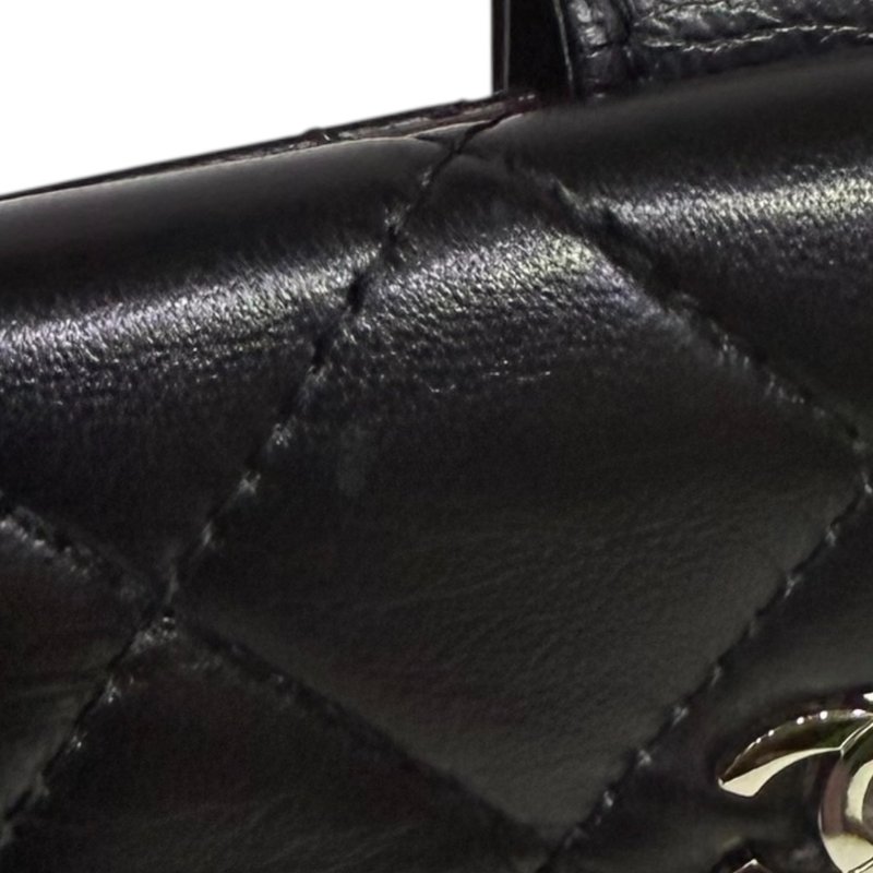 【美收精品】CHANEL 黑色羊皮菱格紋長夾 3-69-9