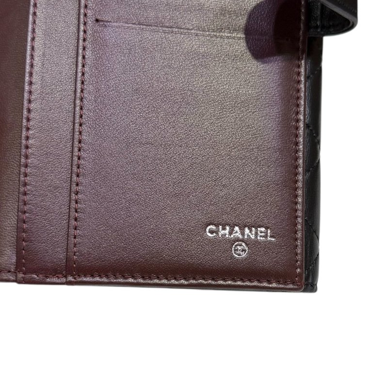 【美收精品】CHANEL 黑色羊皮菱格紋長夾 3-69-12