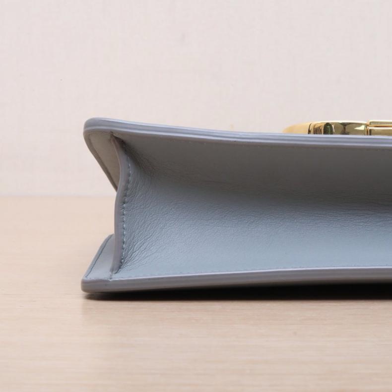 DIOR(迪奧) 30Montaigne 蒙田 皮肩帶 大號 24 霧霾藍 金扣 2020-3