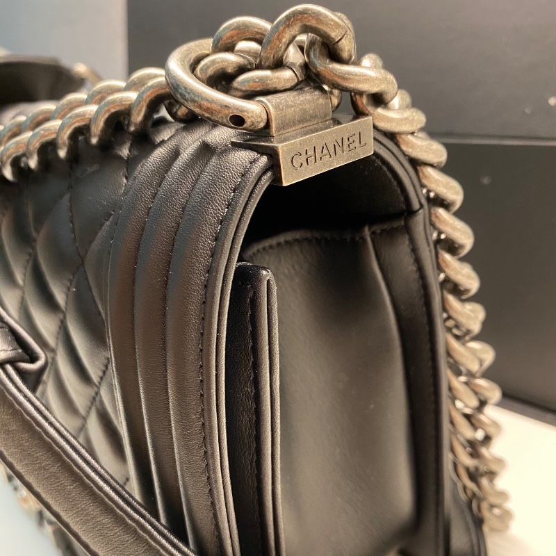 CHANEL BOY Calfskin & Ruthenium-Finish Metal 25cm-5