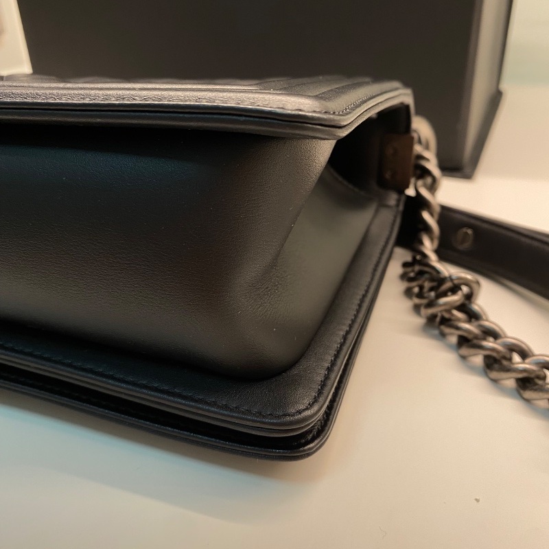 CHANEL BOY Calfskin & Ruthenium-Finish Metal 25cm-12