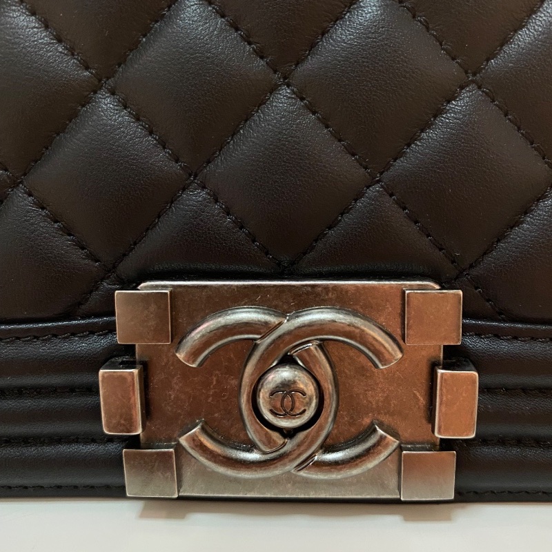CHANEL BOY Calfskin & Ruthenium-Finish Metal 25cm-17