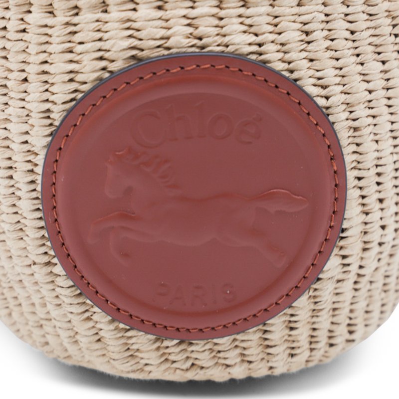 🎁夏季折扣🎁Chloe Horse Medal 小款天然纖維籃編包 赭棕色-6