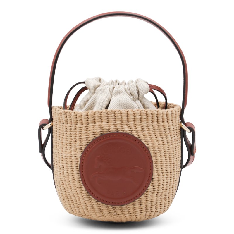 🎁夏季折扣🎁Chloe Horse Medal 小款天然纖維籃編包 赭棕色-7