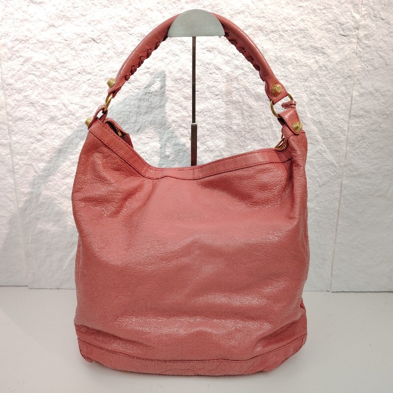 BALENCIAGA CITY 機車包 粉紅色 鉚釘 羊皮 金釘-2