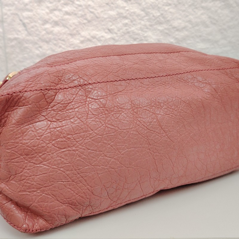 BALENCIAGA CITY 機車包 粉紅色 鉚釘 羊皮 金釘-4