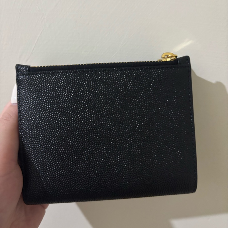YSL UPTOWN粒面壓紋皮革短夾 九成新-6